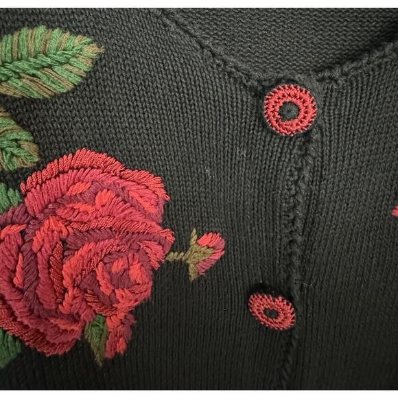 Vintage Jacque and Koko Plus Size 22 24 Floral Embroidered Knit Cardigan Artsy - Picture 7 of 10